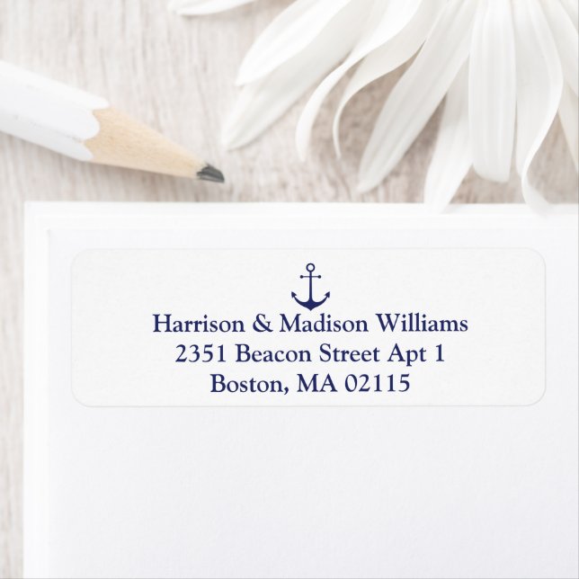 Nautical anchor navy blue custom Return Address (Insitu)