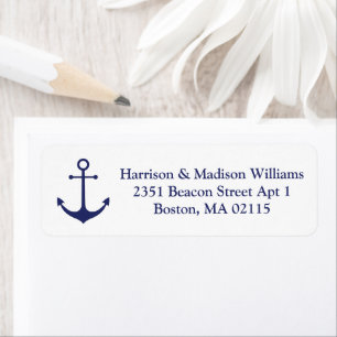 Nautical anchor navy blue custom Return Address 