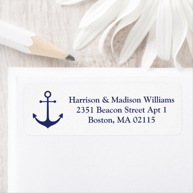 Nautical anchor navy blue custom Return Address  (Insitu)