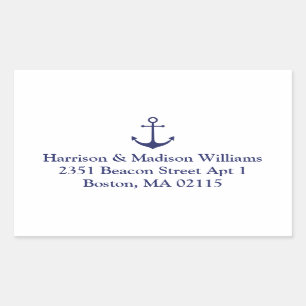 Nautical anchor navy blue custom Return Address Sticker