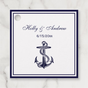 Nautical Anchor Navy Blue Framed 2 Favour Tags