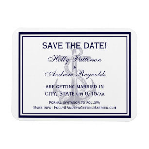 Nautical Anchor Navy Blue Framed 2 Save the Date Magnet