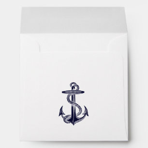 Nautical Anchor Navy Blue Framed 2F Square Envelopes
