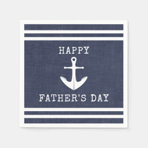 Nautical Anchor Navy Blue Happy Fathers Day Napkin
