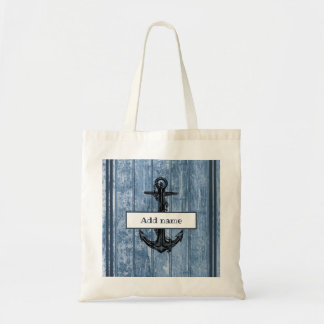 Nautical Anchor Navy Blue Name Back To School Tote Bag