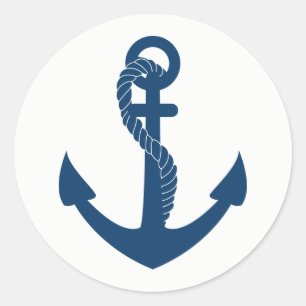 Nautical Anchor Navy Blue Sailor Beach Wedding Classic Round Sticker