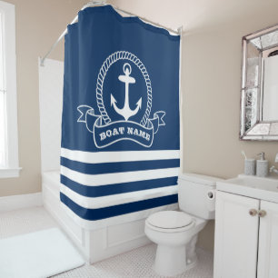 Nautical Anchor Navy Blue Striped