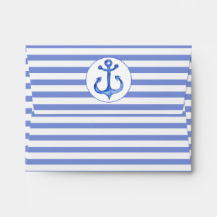 Nautical Anchor   Navy Blue Striped Envelopes