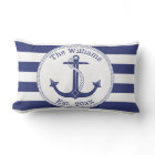 Nautical Anchor Navy Blue Stripes Family Name
