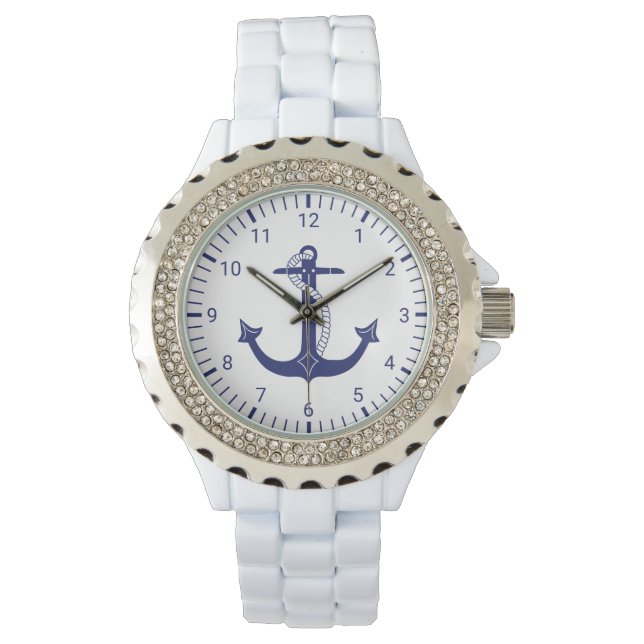 Nautical Anchor Navy Blue Watch (Front)