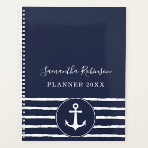 Nautical Anchor Navy Blue White Custom 2022 2023 Planner