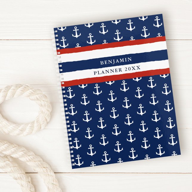 Nautical Anchor Navy Blue White Red Custom 2023 Planner (Creator Uploaded)