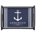 Nautical Anchor Navy Blue & White Stripes