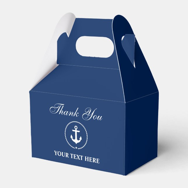 Nautical Anchor Navy Blue Your Text Thank You Gbl Favor Box (Front Side)
