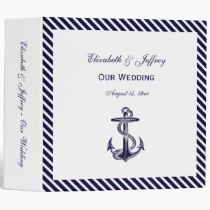 Nautical Anchor Navy Diag Stripe 2 Wedding Binder