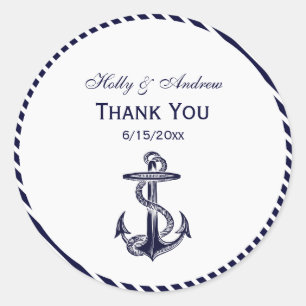 Nautical Anchor Navy Diag Stripe 2R Envelope Seals