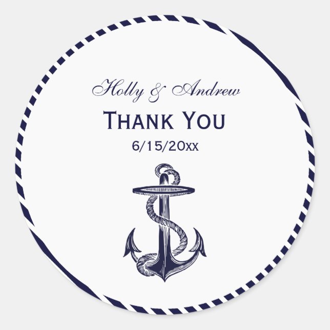 Nautical Anchor Navy Diag Stripe 2R Envelope Seals (Front)