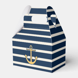Nautical Anchor Navy Stripes Favor Box