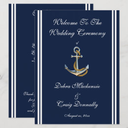 Nautical Anchor, Navy, Wedding Program