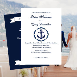 Nautical Anchor Navy White Wedding Invitation