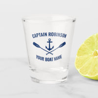 Nautical Anchor Oars Captain and Boat Name Navy