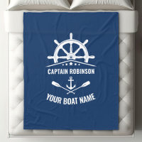 Nautical Anchor Oars Helm Captain & Boat Name Navy
