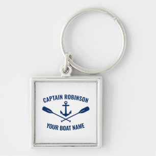 Nautical Anchor Oars Paddles Captain and Boat Name Keychain