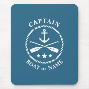 Nautical Anchor & Oars with Captain Boat or Name Mouse Pad