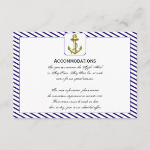 Nautical Anchor on Blue Wedding Accomodations Enclosure Card