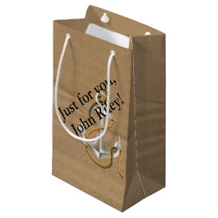 Nautical Anchor on Cardboard Small Gift Bag