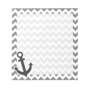 Nautical Anchor on Dark Grey Chevron Notepad