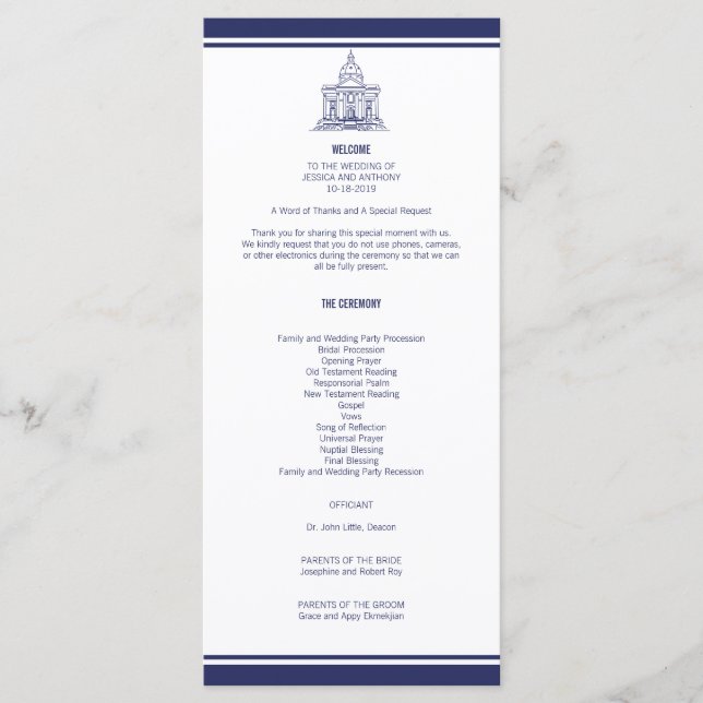 Nautical Anchor on Navy Wedding Program v4 JRoy (Front)