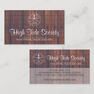 Nautical Anchor on Rustic Wood Vintage Style Beach Business Card