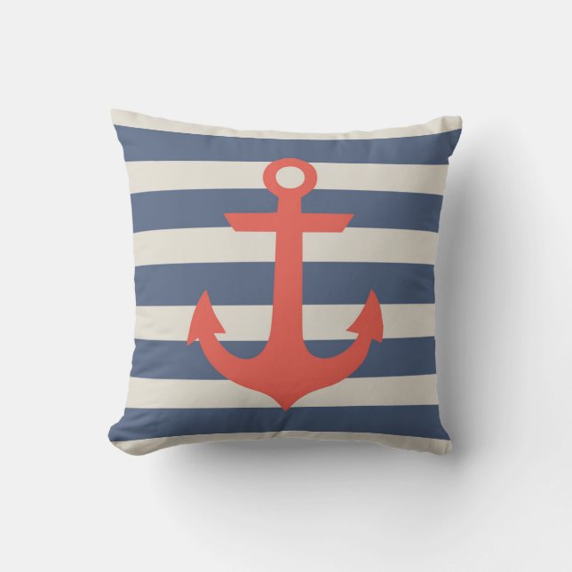Nautical Anchor Outdoor Throw Pillow" Pillow (Front)