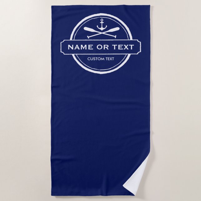 Nautical Anchor, Paddles Name, Beach House Custom Towel (Front)