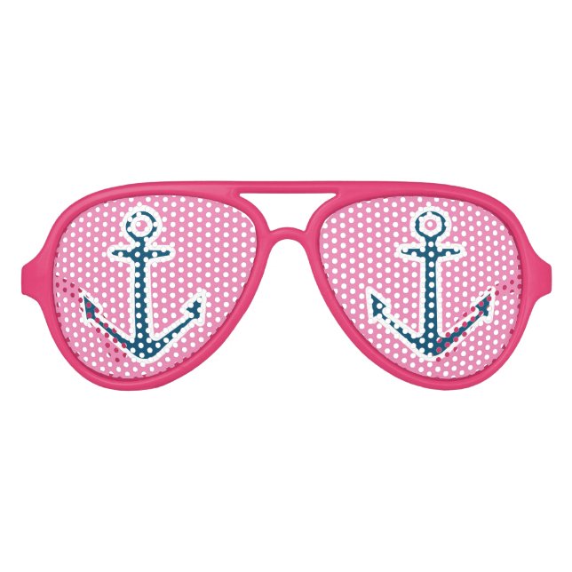 Nautical anchor party shades funny pink sunglasses (Front)