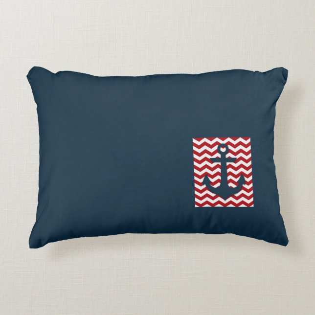 Nautical Anchor Patriotic Boat Name Captain Accent Pillow (Front)