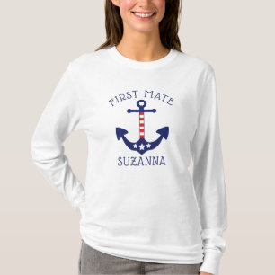 Nautical Anchor Patriotic First Mate Add Name T-Shirt