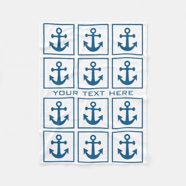 Nautical Anchor Pattern custom fleece blankets (Front)