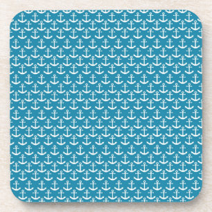 Nautical Anchor Pattern in Blue Coaster