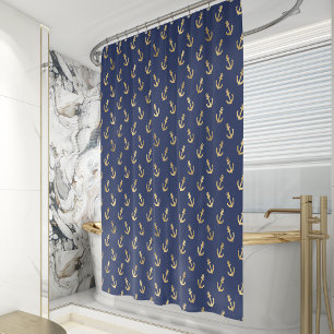 Nautical Anchor Pattern Navy Blue Gold