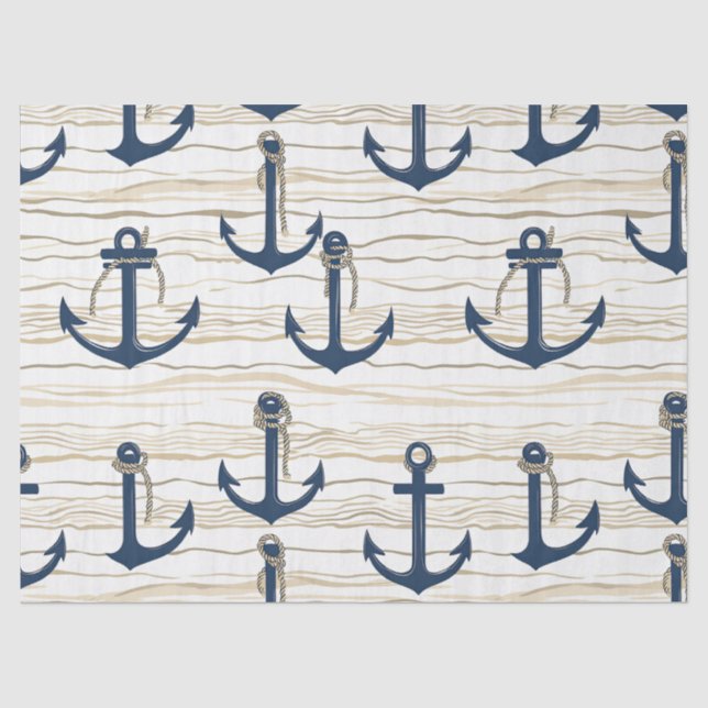 Nautical Anchor Pattern on Driftwood (1) Tissue Paper (Front)
