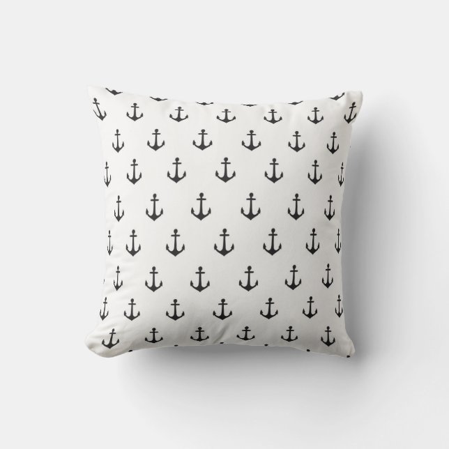 Nautical Anchor Pattern Throw Pillow (Front)