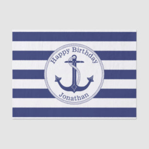 Nautical Anchor Personalized Birthday Tissue Paper