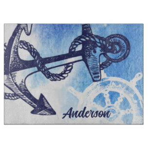 Nautical Anchor Personalized Cutting Board