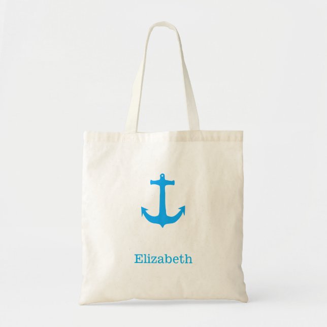 Nautical Anchor Personalized Name Monogram Tote Bag (Front)