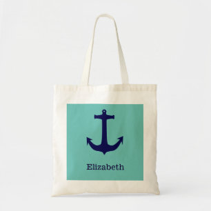 Nautical Anchor Personalized Name Monogram Tote Bag