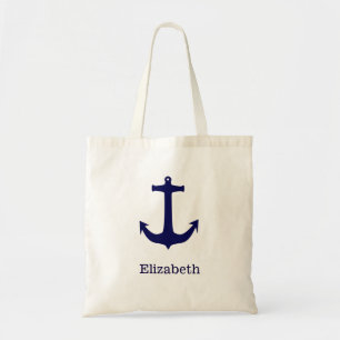 Nautical Anchor Personalized Name Monogram Tote Bag