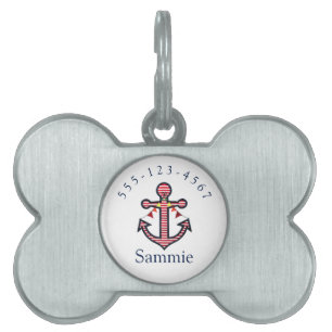 Nautical Anchor Personalized Pet Cat or Dog Tag