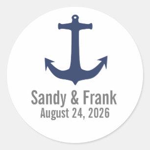 Nautical Anchor Personalized Wedding Stickers Seal